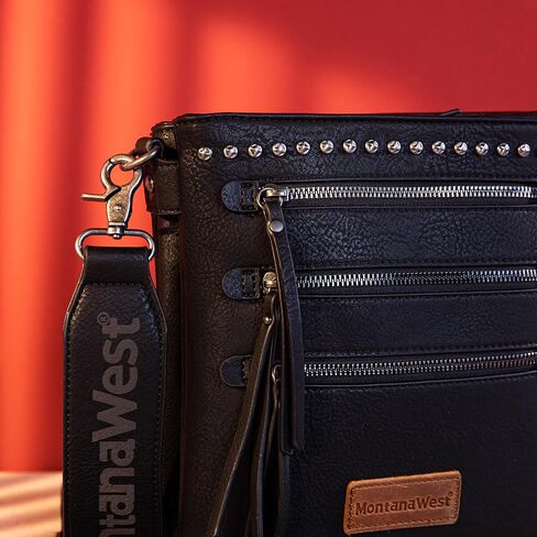 Montana West Crossbody Bags for Women Multi Zip Pocket Crossover Purses with Guitar Strap in Kuwait