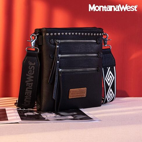 Montana West Crossbody Bags for Women Multi Zip Pocket Crossover Purses with Guitar Strap in Kuwait