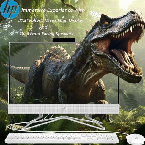 HP All-in-One Desktop Computer, 21.5" FHD 1920 x 1080 Display, 12GB RAM, 512GB PCIe SSD, Wired Keyboard&Mouse, Webcam, RJ-45, HDMI, Intel Dual-Core Processor, Windows 11 Pro, w/WOWPC Bundle in Saudi Arabia