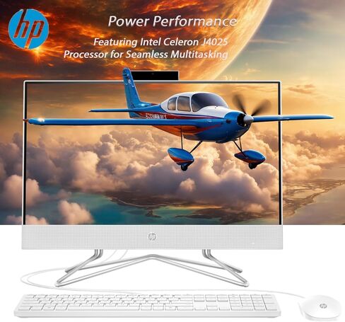 HP All-in-One Desktop Computer, 21.5" FHD 1920 x 1080 Display, 12GB RAM, 512GB PCIe SSD, Wired Keyboard&Mouse, Webcam, RJ-45, HDMI, Intel Dual-Core Processor, Windows 11 Pro, w/WOWPC Bundle in Saudi Arabia