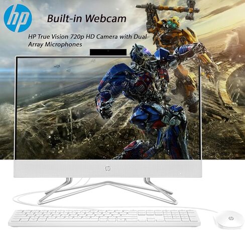 HP All-in-One Desktop Computer, 21.5" FHD 1920 x 1080 Display, 12GB RAM, 512GB PCIe SSD, Wired Keyboard&Mouse, Webcam, RJ-45, HDMI, Intel Dual-Core Processor, Windows 11 Pro, w/WOWPC Bundle in Saudi Arabia