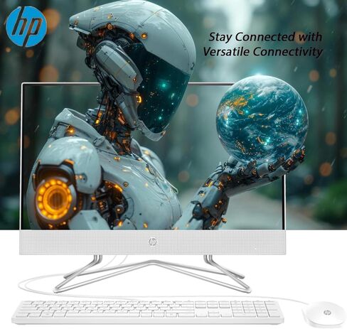HP All-in-One Desktop Computer, 21.5" FHD 1920 x 1080 Display, 12GB RAM, 512GB PCIe SSD, Wired Keyboard&Mouse, Webcam, RJ-45, HDMI, Intel Dual-Core Processor, Windows 11 Pro, w/WOWPC Bundle in Saudi Arabia