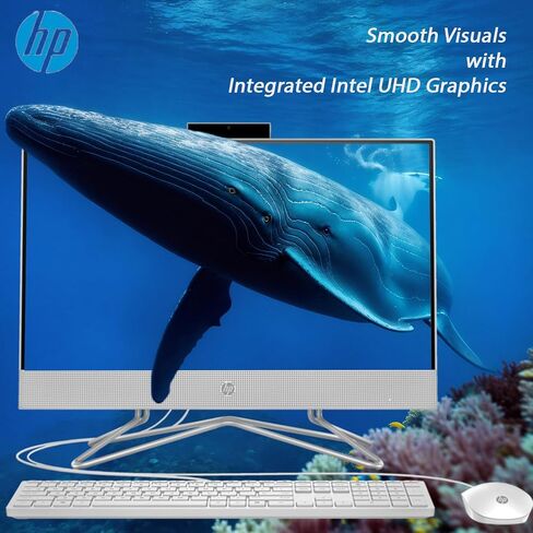 HP All-in-One Desktop Computer, 21.5" FHD 1920 x 1080 Display, 12GB RAM, 512GB PCIe SSD, Wired Keyboard&Mouse, Webcam, RJ-45, HDMI, Intel Dual-Core Processor, Windows 11 Pro, w/WOWPC Bundle in Saudi Arabia