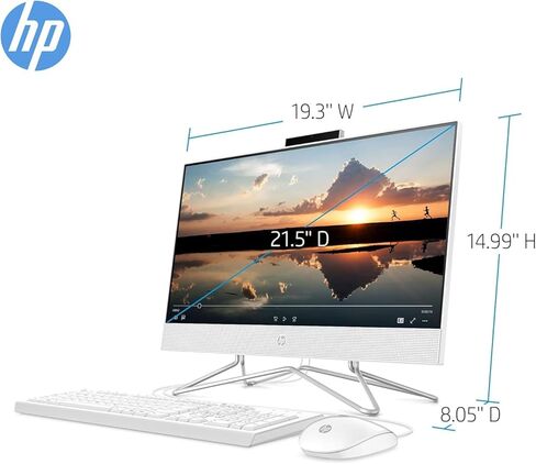 HP All-in-One Desktop Computer, 21.5" FHD 1920 x 1080 Display, 12GB RAM, 512GB PCIe SSD, Wired Keyboard&Mouse, Webcam, RJ-45, HDMI, Intel Dual-Core Processor, Windows 11 Pro, w/WOWPC Bundle in Saudi Arabia