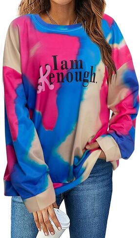 RUOOHEEYE بلوزات نسائية مضحكة للحفلات قمصان لطيفة مطبوع عليها حروف ملابس الشارع الشهير تي شيرت غير رسمي بأكمام طويلة ملابس علوية فضفاضة مناسبة in Kuwait