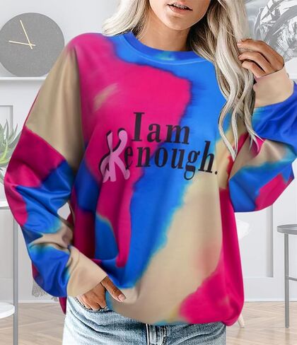 RUOOHEEYE بلوزات نسائية مضحكة للحفلات قمصان لطيفة مطبوع عليها حروف ملابس الشارع الشهير تي شيرت غير رسمي بأكمام طويلة ملابس علوية فضفاضة مناسبة in Kuwait