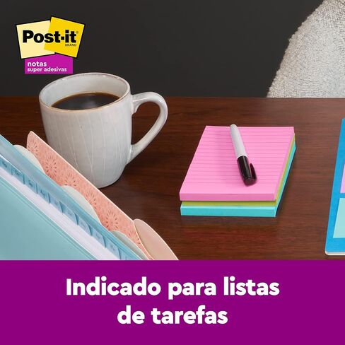 Post-it Super Sticky Notes, 4x6 in, 3 Pads, 2X The Sticking Power, Supernova Neons, Bright Colors, Recyclable, Pack of 12, 36 Pads Total in Saudi Arabia