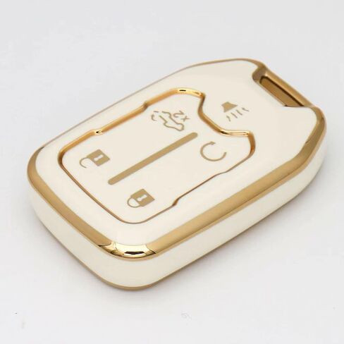 For GMC Key fob Cover for 2023-2019 Chevy Silverado GMC Sierra 1500 2500HD 3500HD 5 buttons TPU Key Fob Case Shell-White in Saudi Arabia