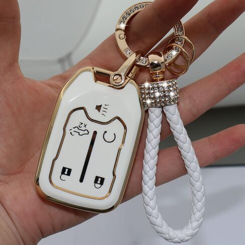 For GMC Key fob Cover for 2023-2019 Chevy Silverado GMC Sierra 1500 2500HD 3500HD 5 buttons TPU Key Fob Case Shell-White in Saudi Arabia