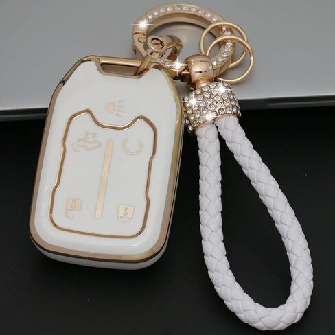 For GMC Key fob Cover for 2023-2019 Chevy Silverado GMC Sierra 1500 2500HD 3500HD 5 buttons TPU Key Fob Case Shell-White in Saudi Arabia
