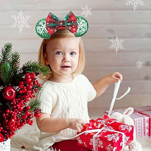 Christmas Mouse Ears Bow Headbands, Snow Santa Claus Christmas Decoration Cosplay Costume for Girls & Women in Saudi Arabia