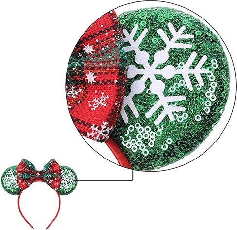 Christmas Mouse Ears Bow Headbands, Snow Santa Claus Christmas Decoration Cosplay Costume for Girls & Women in Saudi Arabia