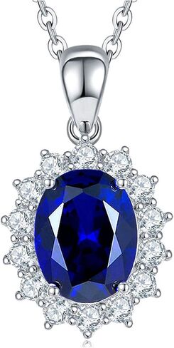 Sapphire Necklace for Women with Lab Created Gemstone, Pendant Necklace for Women with Birthstone, Engagement Anniversary Birthday Women's Gift in Saudi Arabia