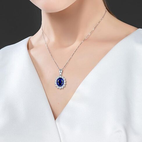 Sapphire Necklace for Women with Lab Created Gemstone, Pendant Necklace for Women with Birthstone, Engagement Anniversary Birthday Women's Gift in Saudi Arabia