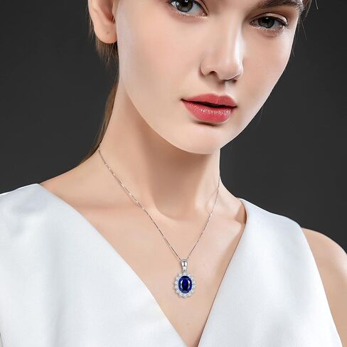 Sapphire Necklace for Women with Lab Created Gemstone, Pendant Necklace for Women with Birthstone, Engagement Anniversary Birthday Women's Gift in Saudi Arabia