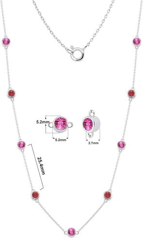 1.25cttw Round Lab-Created Multi-Gemstone Station Necklace for Womens in Solid 925 Sterling Silver 14K White Gold Plated Women's Jewelry (18") in Saudi Arabia