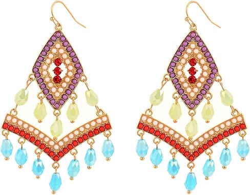 أقراط نسائية متدلية من الخرز بخرز طويل Tasse أقراط بوهو مطرزة للنساء من Fashiona in Kuwait