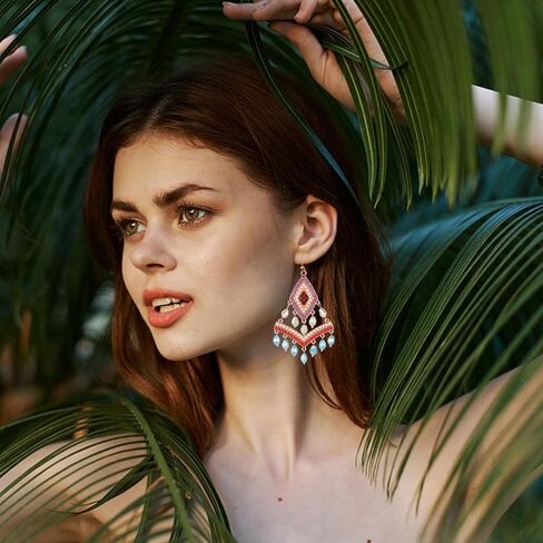 أقراط نسائية متدلية من الخرز بخرز طويل Tasse أقراط بوهو مطرزة للنساء من Fashiona in Kuwait