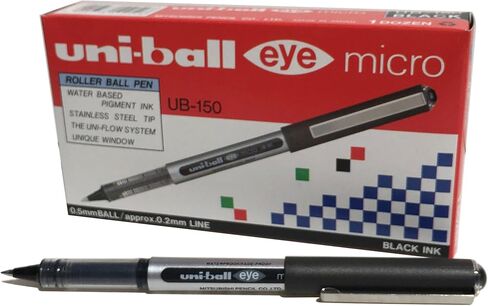 قلم يوني بول 162545000 0.5 ملم Nib UB-150 Eye Micro Rollerball Pen - أسود (عبوة من 12 قطعة) in Saudi Arabia
