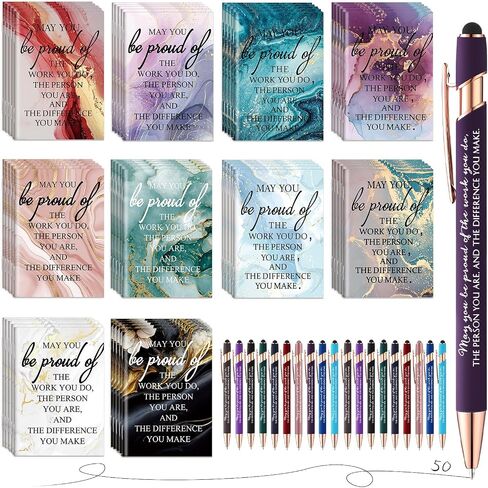 100 Pcs Teacher Appreciation Gifts for Coworker Inspirational Notebooks Thank You Ballpoint Pens Bulk Motivational Journals Notepads for Teacher Colleague Gifts Nurse Medical Assistant in Saudi Arabia