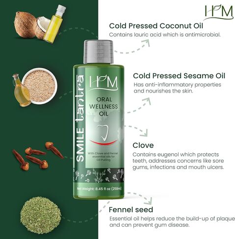 Smile Tantra Oil Pulling with Clove & Fennel Essential Oils for Oral Health, Healthy Teeth & Gums, Alcohol Free Mouthwash, Teeth Whitening, for Dry mouth, Bad Breath & Freshens Mouth- 8.45 FL Oz in Saudi Arabia