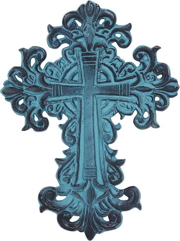 Castleore Wall Hanging Home Decor Religious Christian Crosses for Wall | Best for Home, Office and As Gift | Blue Antique | Size L 8 W 6 Inch | in Kuwait