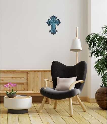 Castleore Wall Hanging Home Decor Religious Christian Crosses for Wall | Best for Home, Office and As Gift | Blue Antique | Size L 8 W 6 Inch | in Kuwait