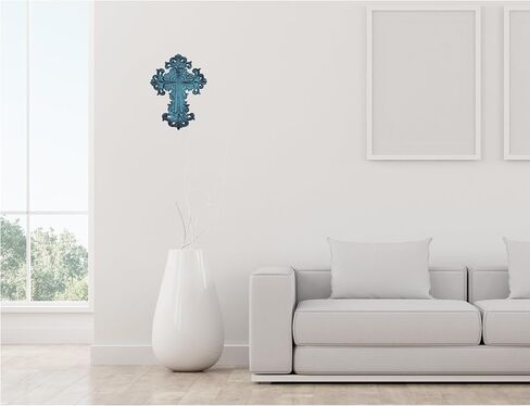Castleore Wall Hanging Home Decor Religious Christian Crosses for Wall | Best for Home, Office and As Gift | Blue Antique | Size L 8 W 6 Inch | in Kuwait