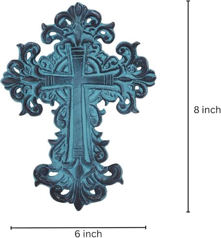 Castleore Wall Hanging Home Decor Religious Christian Crosses for Wall | Best for Home, Office and As Gift | Blue Antique | Size L 8 W 6 Inch | in Kuwait