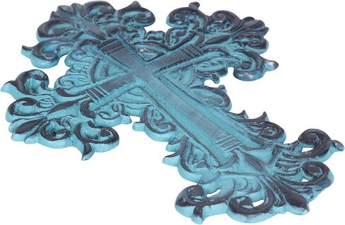 Castleore Wall Hanging Home Decor Religious Christian Crosses for Wall | Best for Home, Office and As Gift | Blue Antique | Size L 8 W 6 Inch | in Kuwait