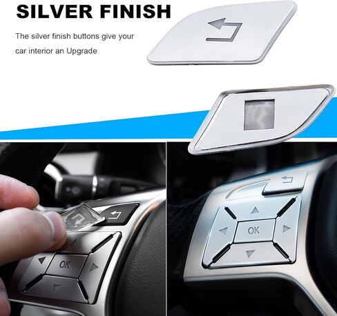 12 قطعة استبدال زر عجلة قيادة السيارة لسيارة Mercedes Benz SL GL GLA CLA CLS GLK SLK A B C E M G Class (فضي) in Kuwait