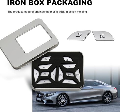 12 قطعة استبدال زر عجلة قيادة السيارة لسيارة Mercedes Benz SL GL GLA CLA CLS GLK SLK A B C E M G Class (فضي) in Kuwait