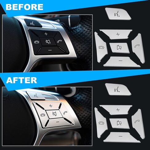 12 قطعة استبدال زر عجلة قيادة السيارة لسيارة Mercedes Benz SL GL GLA CLA CLS GLK SLK A B C E M G Class (فضي) in Kuwait