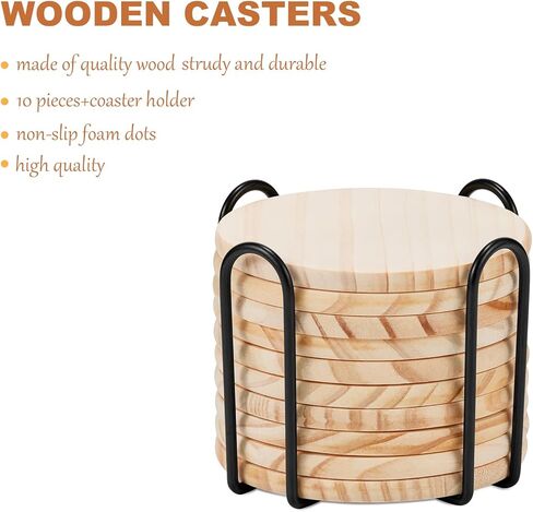 10 قطع قواعد أكواب خشبية للمشروبات - مجموعة قواعد أكواب للمشروبات من الخشب الطبيعي لديكور المنزل الحديث، قواعد لشرائح خشبية لطاولة القهوة لتزيين حفلات الزفاف في عيد الميلاد/رسم نقش خشبي بنفسك in Kuwait