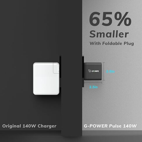 شاحن 140 وات G-POWER Pulse 140 PD 3.1 شحن سريع PPS، شاحن كمبيوتر محمول iPad لأجهزة MacBook Pro 16ʺ، iPad، Galaxy، OPPO، VIVO، OnePlus، Pixel، والمزيد in Kuwait