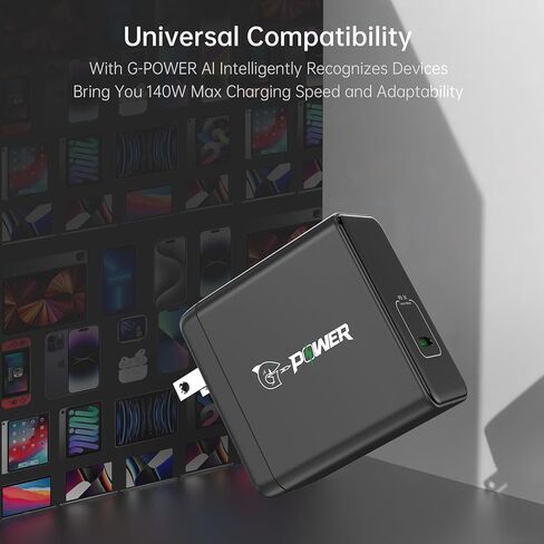 شاحن 140 وات G-POWER Pulse 140 PD 3.1 شحن سريع PPS، شاحن كمبيوتر محمول iPad لأجهزة MacBook Pro 16ʺ، iPad، Galaxy، OPPO، VIVO، OnePlus، Pixel، والمزيد in Kuwait