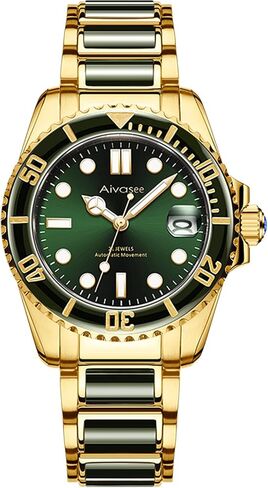 Luxury Automatic Watches for men, Black Jade, Self Winding, Analog Dress wrist watch, Sapphire Crystal, Rotate Bezel(AH6028) in Saudi Arabia