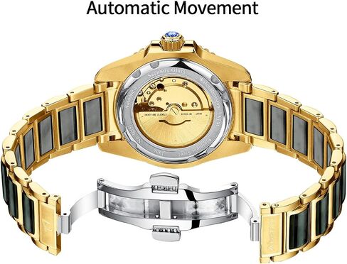 Luxury Automatic Watches for men, Black Jade, Self Winding, Analog Dress wrist watch, Sapphire Crystal, Rotate Bezel(AH6028) in Saudi Arabia
