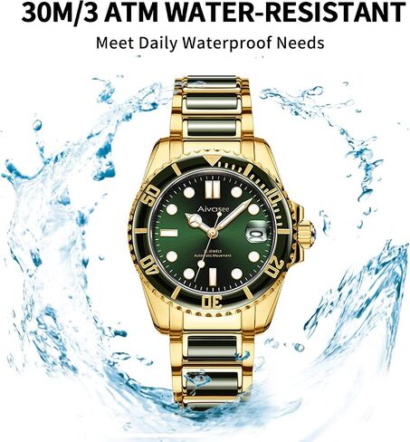 Luxury Automatic Watches for men, Black Jade, Self Winding, Analog Dress wrist watch, Sapphire Crystal, Rotate Bezel(AH6028) in Saudi Arabia