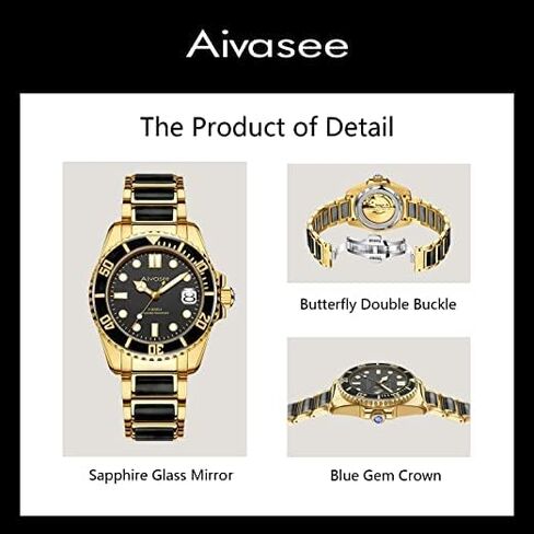 Luxury Automatic Watches for men, Black Jade, Self Winding, Analog Dress wrist watch, Sapphire Crystal, Rotate Bezel(AH6028) in Saudi Arabia