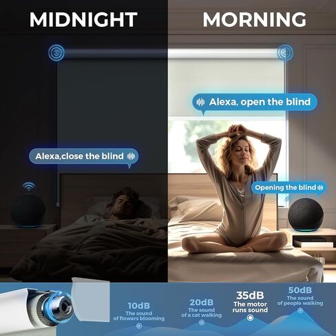 ستائر PYY للتحكم عن بعد، ستائر آلية تعمل بظلال دوارة أوتوماتيكية مع Alexa (رمادي 46 بوصة عرض × 72 بوصة ارتفاع) ستائر النوافذ الذكية مع جهاز تحكم عن بعد، ستائر تعتيم كهربائية لفندق المكاتب المنزلية in Saudi Arabia