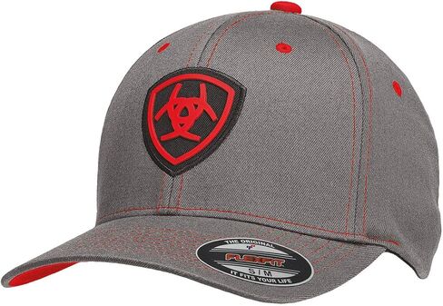 ARIAT Men's Gray Red Flex Fit Hat in Saudi Arabia