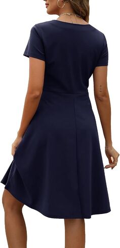 Women's Elegant Vintage Summer Sweetheart Neck Short Sleeve Casual Work Party Business A-Line Dress 163 in Saudi Arabia