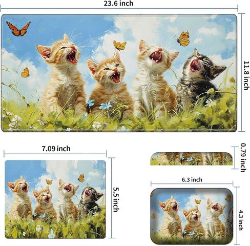 Desk Mat+Mouse Pad+Mouse Wrist Rest,3-in-1 Desk Mat Non-Slip Rubber Base,Ergonomic Computer Desk Mat with Wrist Support for Mouse,Easy Typing&Pain Relief-Sunflower Highland Cow in Saudi Arabia