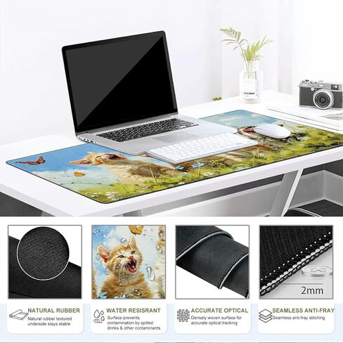 Desk Mat+Mouse Pad+Mouse Wrist Rest,3-in-1 Desk Mat Non-Slip Rubber Base,Ergonomic Computer Desk Mat with Wrist Support for Mouse,Easy Typing&Pain Relief-Sunflower Highland Cow in Saudi Arabia