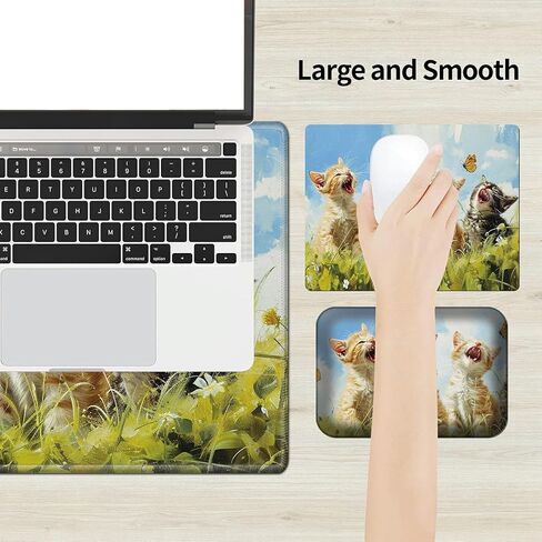 Desk Mat+Mouse Pad+Mouse Wrist Rest,3-in-1 Desk Mat Non-Slip Rubber Base,Ergonomic Computer Desk Mat with Wrist Support for Mouse,Easy Typing&Pain Relief-Sunflower Highland Cow in Saudi Arabia