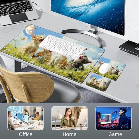 Desk Mat+Mouse Pad+Mouse Wrist Rest,3-in-1 Desk Mat Non-Slip Rubber Base,Ergonomic Computer Desk Mat with Wrist Support for Mouse,Easy Typing&Pain Relief-Sunflower Highland Cow in Saudi Arabia