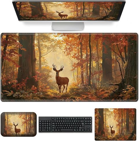 Desk Mat+Mouse Pad+Mouse Wrist Rest,3-in-1 Desk Mat Non-Slip Rubber Base,Ergonomic Computer Desk Mat with Wrist Support for Mouse,Easy Typing&Pain Relief-Sunflower Highland Cow in Saudi Arabia
