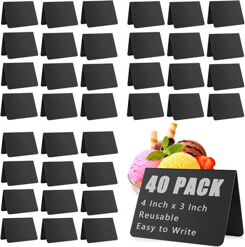 40 قطعة من لافتات السبورة الصغيرة مقاس 10.16 سم × 7.62 سم ​​ملصقات طعام لبوفيه الحفلات، لافتة سبورة صغيرة على الطاولة، علامة سبورة سوداء لحفلات الزفاف، بوفيه، أعياد الميلاد، سبورة صغيرة للمخبز in Kuwait