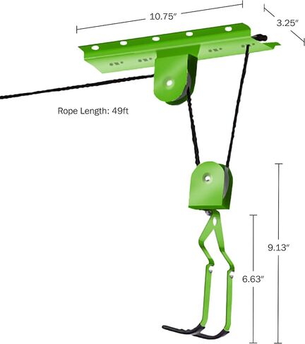 Bike Hanger Set - Set of 2 Overhead Pulley System Bike Hangers for Garage or Shed with 100lb Capacity for Bicycles or Ladders by Rad Sportz (Green) in Saudi Arabia